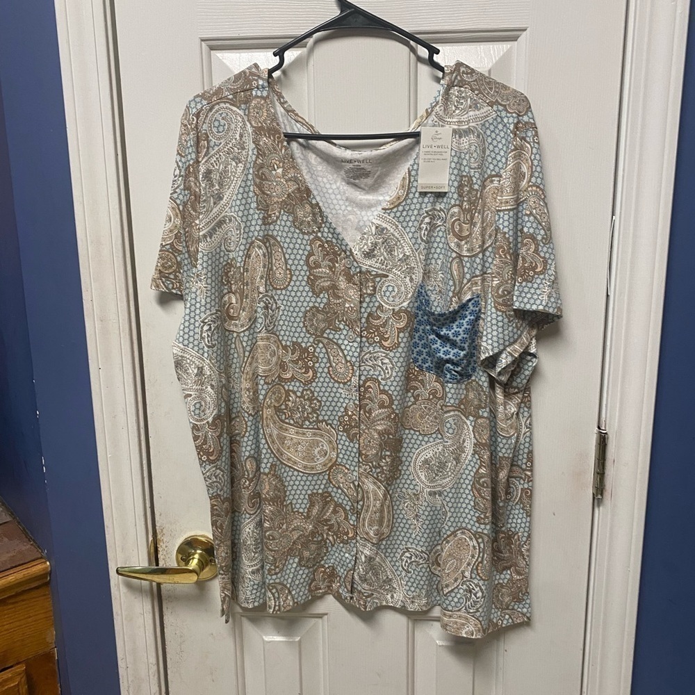 Cato’s LIVE WELL womens sleepwear top (ONLY) paisley print soft cozy size 18/20